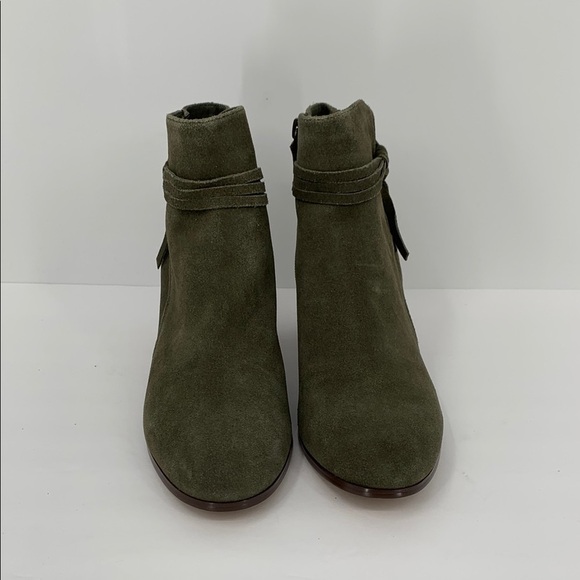 Violet & Red Jenna suede leather ankle boot olive green heel shoe bootie new 8.5 - Picture 3 of 6